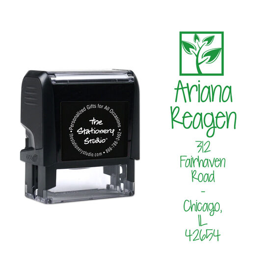 Botanical Vertical Address Self Inking Stamper